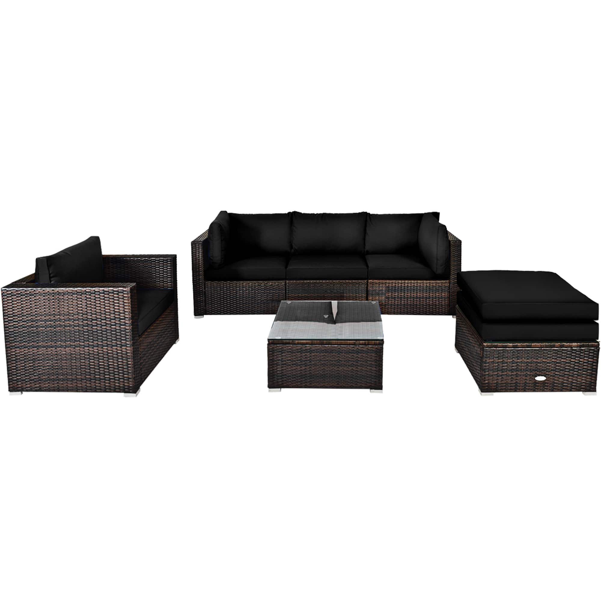 Gymax - 6PCS Patio Conversation Set Rattan Sectional Furniture Set w/ Cushions - Black price history on PriceWatchPro