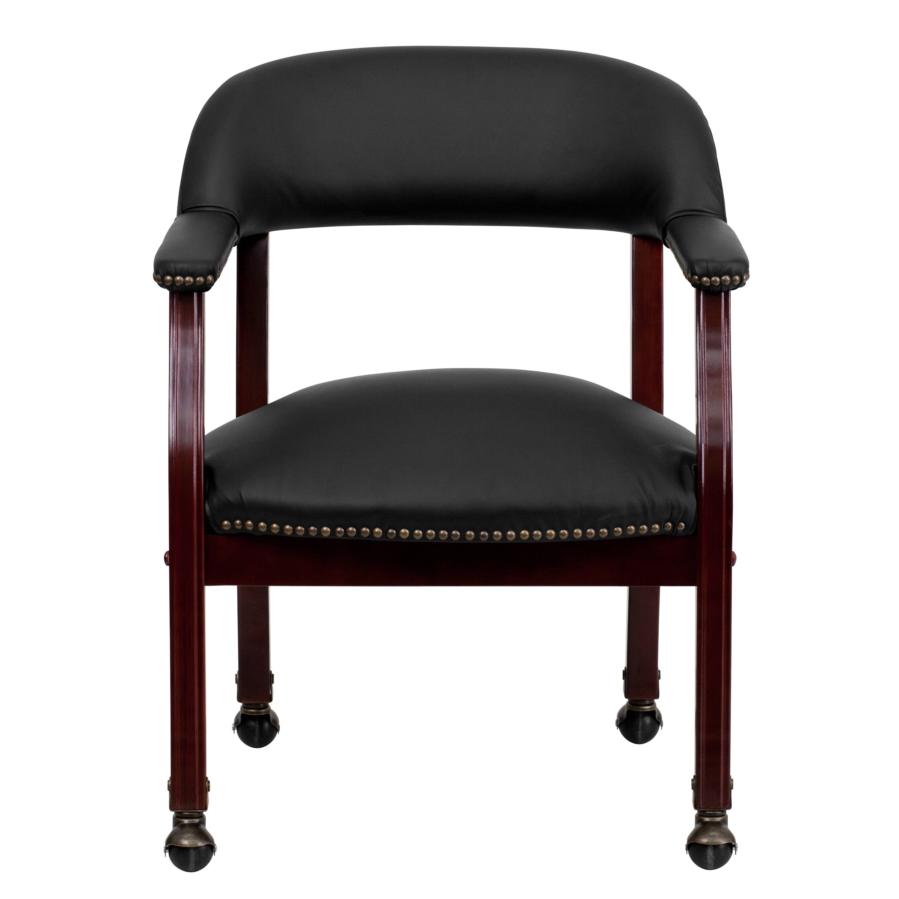 Alt View 7. Emma + Oliver - Conference Chair with Accent Nail Trim  and Casters - Black LeatherSoft.