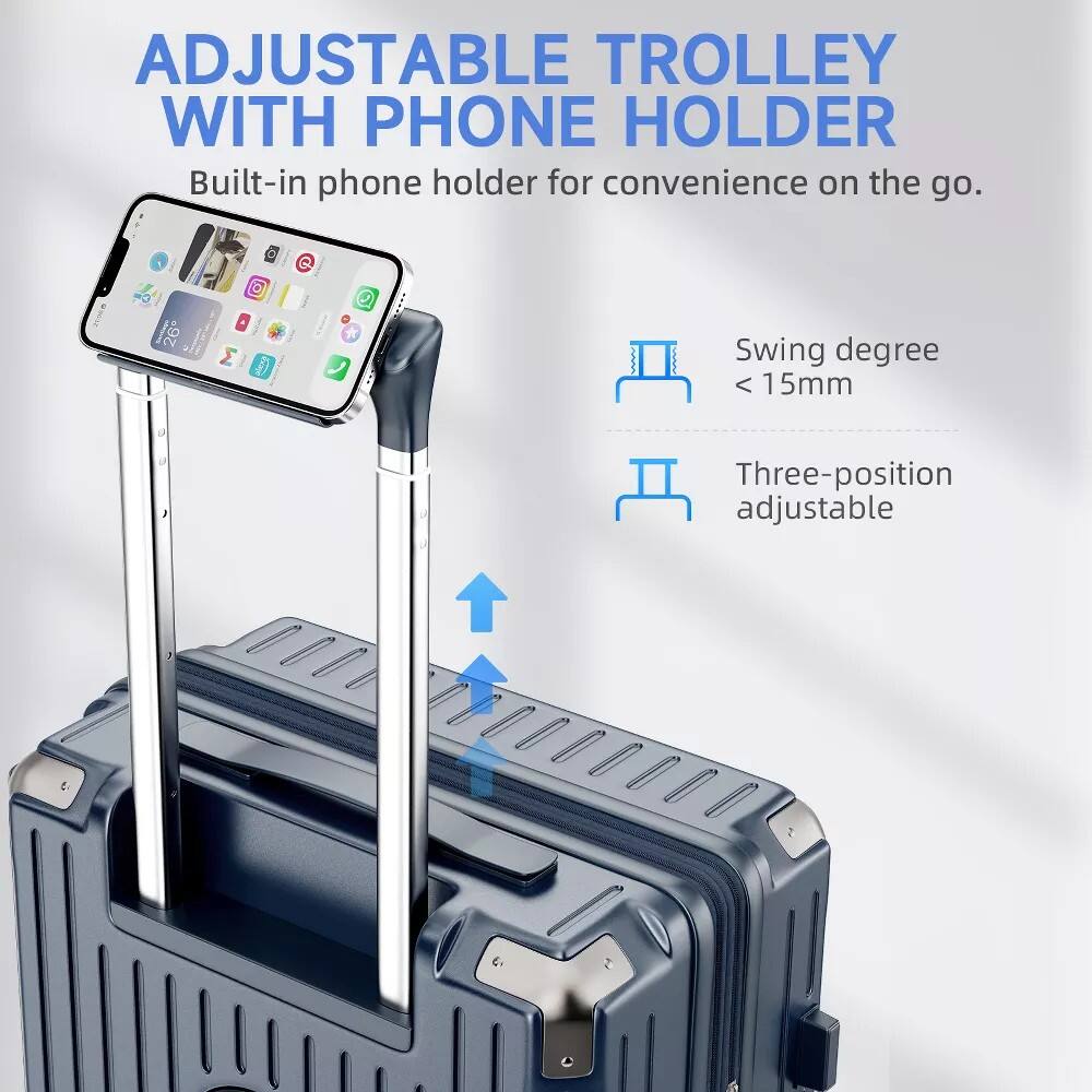 ADJUSTABLE TROLLEY WITH PHONE HOLDER

Built-in phone holder for convenience on the go.

Swing degree < 15mm

Three-position adjustable