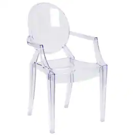 Alamont Home - Shirley Oval Back Ghost Chair with Arms in Transparent Crystal - Stackable Side Chair - Clear