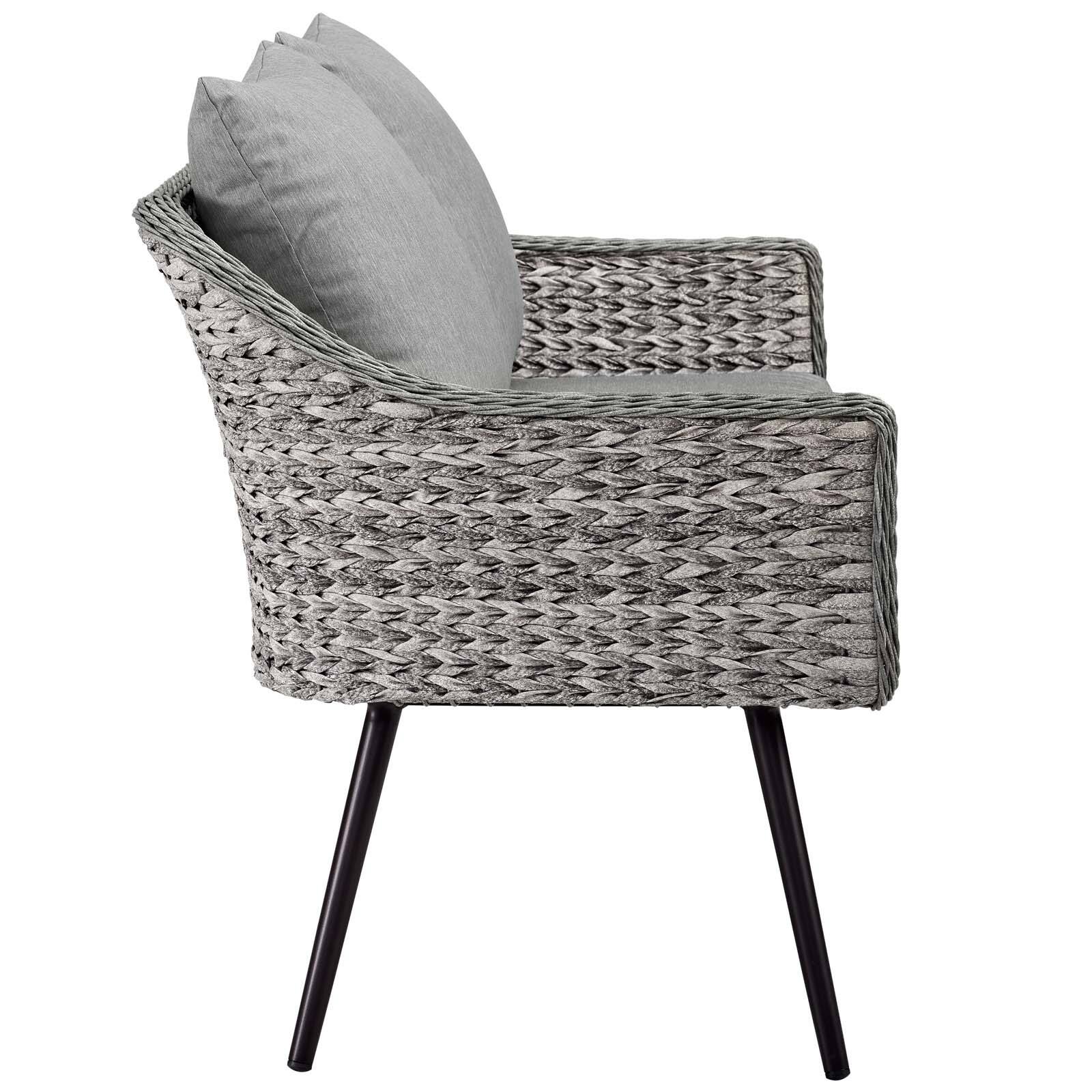 Alt View 1. Modway - Endeavor 3 Piece Outdoor Patio Wicker Rattan Loveseat and Armchair Set by Modway - Gray Gray.