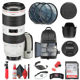 Canon - EF 70-200mm f/2.8L IS III USM Lens (3044C002) + Filter + BackPack + More (International Version)