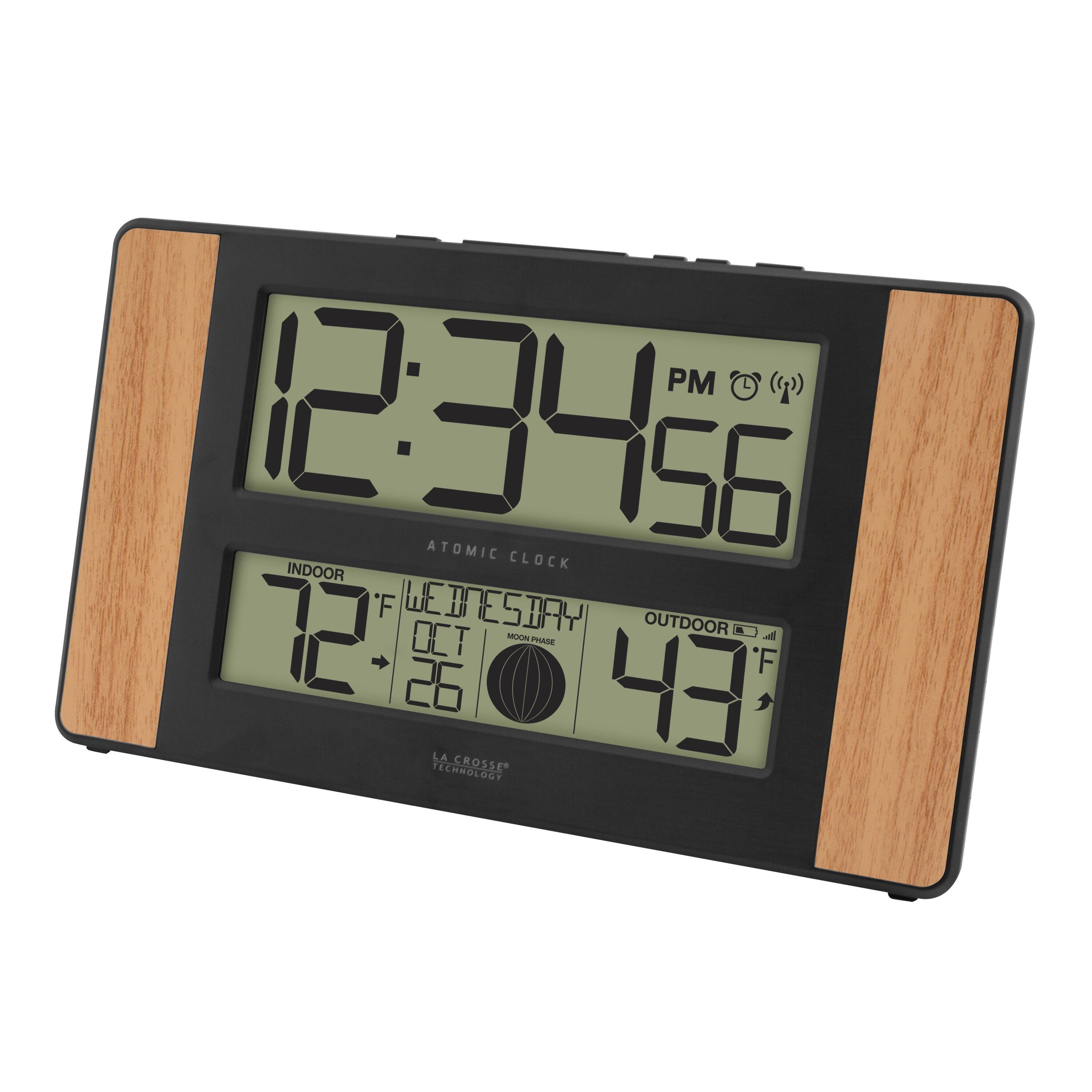 12:34:56 PM  
ATOMIC CLOCK  
INDOOR 72°F  
WEDNESDAY OCT 26  
MOON PHASE  
OUTDOOR 43°F  
LA CROSSE TECHNOLOGY