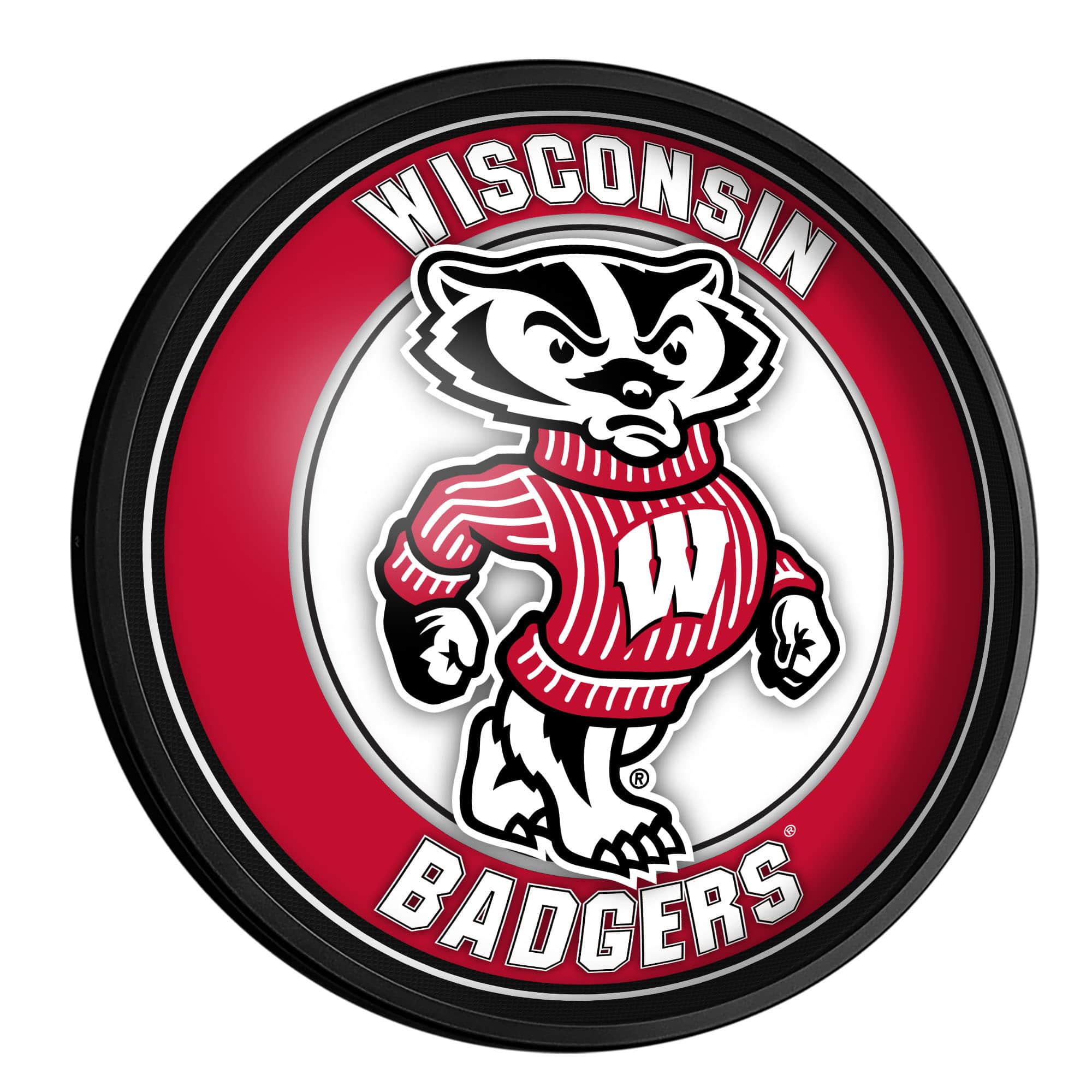 The Fan-Brand - Wisconsin Badgers 18'' Round Slimline Illuminated Wall Sign - Multicolor