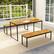 Back. Costway - 51" Wooden Outdoor Bench Patio Dining Bench with Acacia Wood Seat - Natural + Black.
