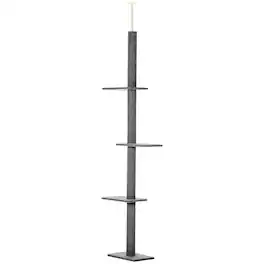 Pawhut - Cat Tree Cat Climbing Tower with Sisal-Covered Scratching Posts Natural Cat Activity Center - Dark Gray