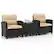Front. Costway - 3 PCS Patio Furniture Set with Tempered Glass Coffee Table Washable Cushions - Beige,Black.