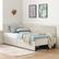 Alt View 5. Ecooso - Twin Size Upholstered Platform Bed Frame with 2 Storage Drawers, Adjustable Velvet Sofa Bed - Beige.