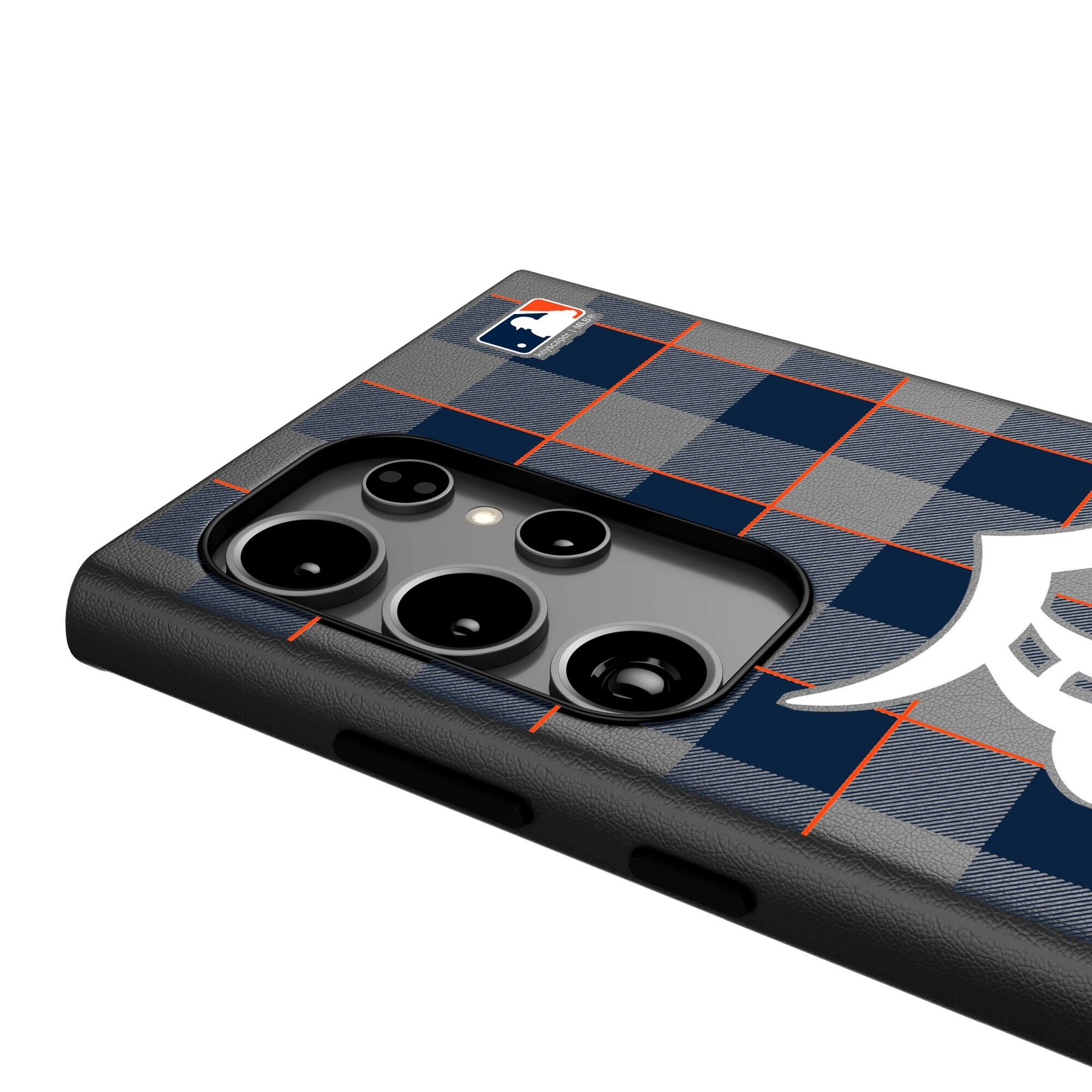 Alt View 3. Keyscaper - Detroit Tigers Plaid Galaxy Magnetic Bump Case - S25 Ultra - Black.