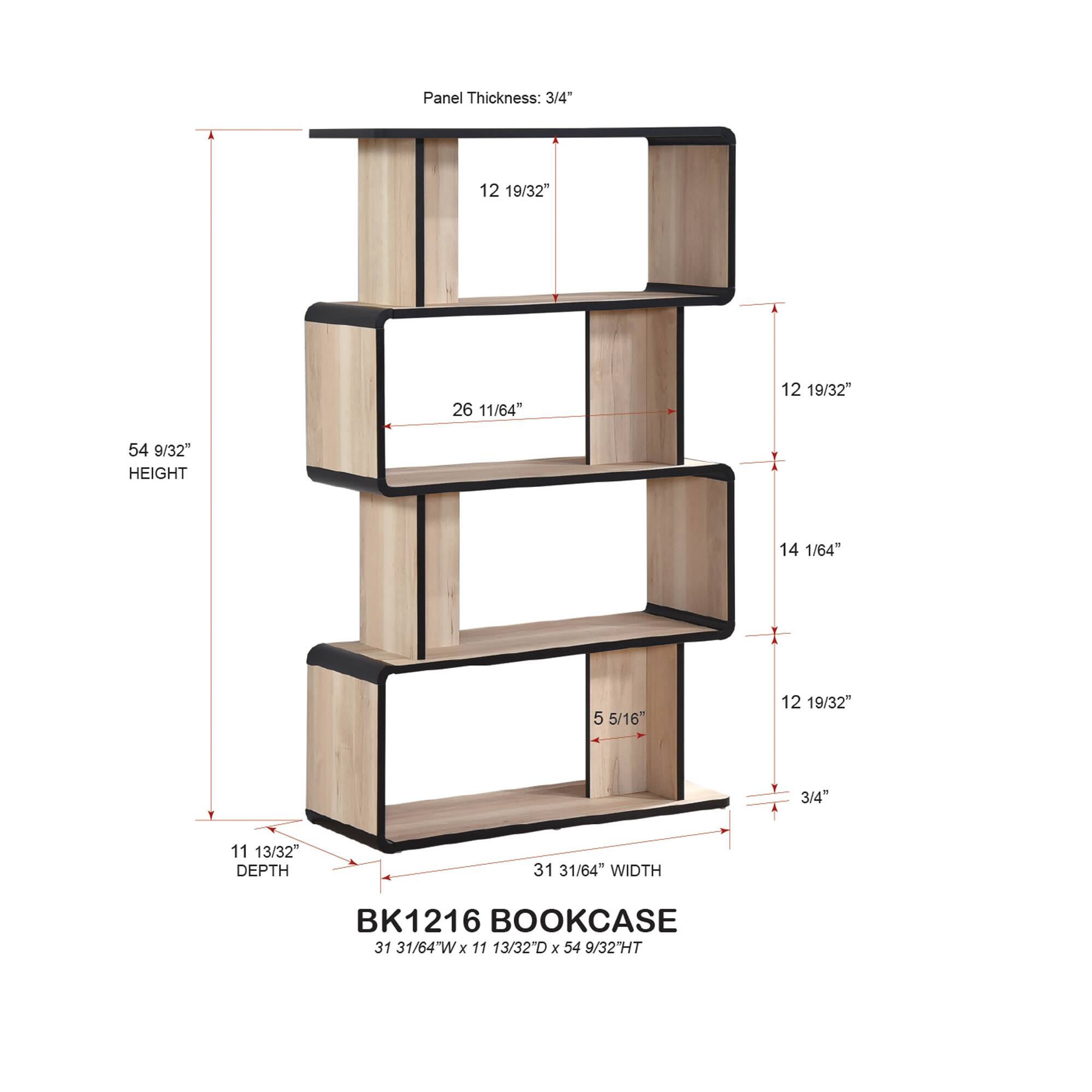 Kings Brand Furniture Nathan Modern Wooden Bookcase in Asymmetrical ...