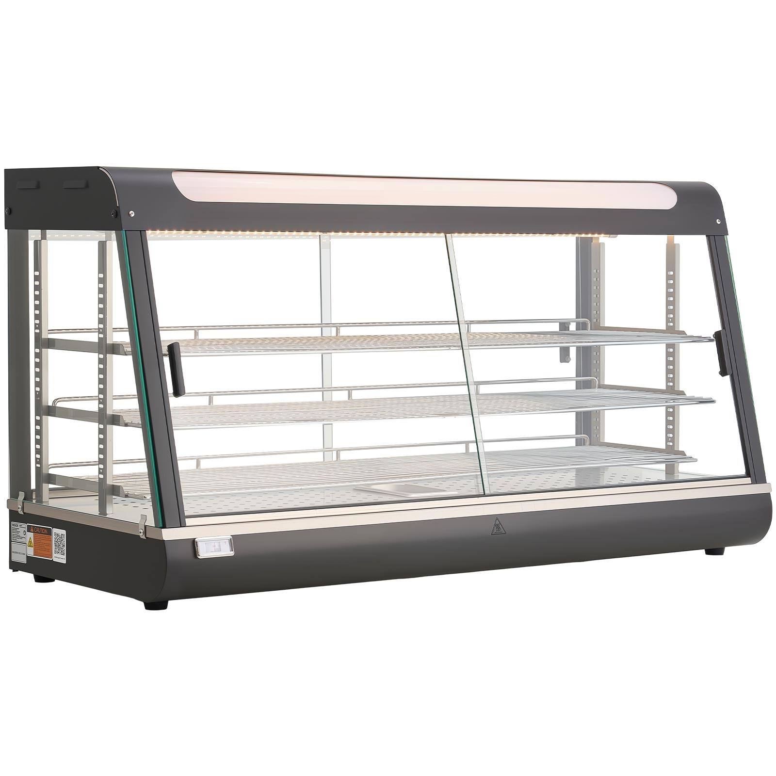 Alt View 5. VEVOR - 3-Tier Commercial Food Warmer Display, 1600W Food Display Warmer with LED Light, Top Storage and Adjustable Shelves - Black.