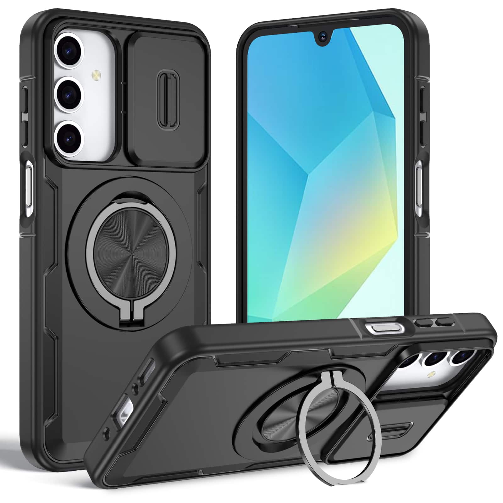 UUCOVER - For Samsung Galaxy A17 5G/A16/A26 5G Magnetic Kickstand Case with Slide Camera Cover, 360° Ring Holder Shockproof Cover - Black price history on PriceWatchPro