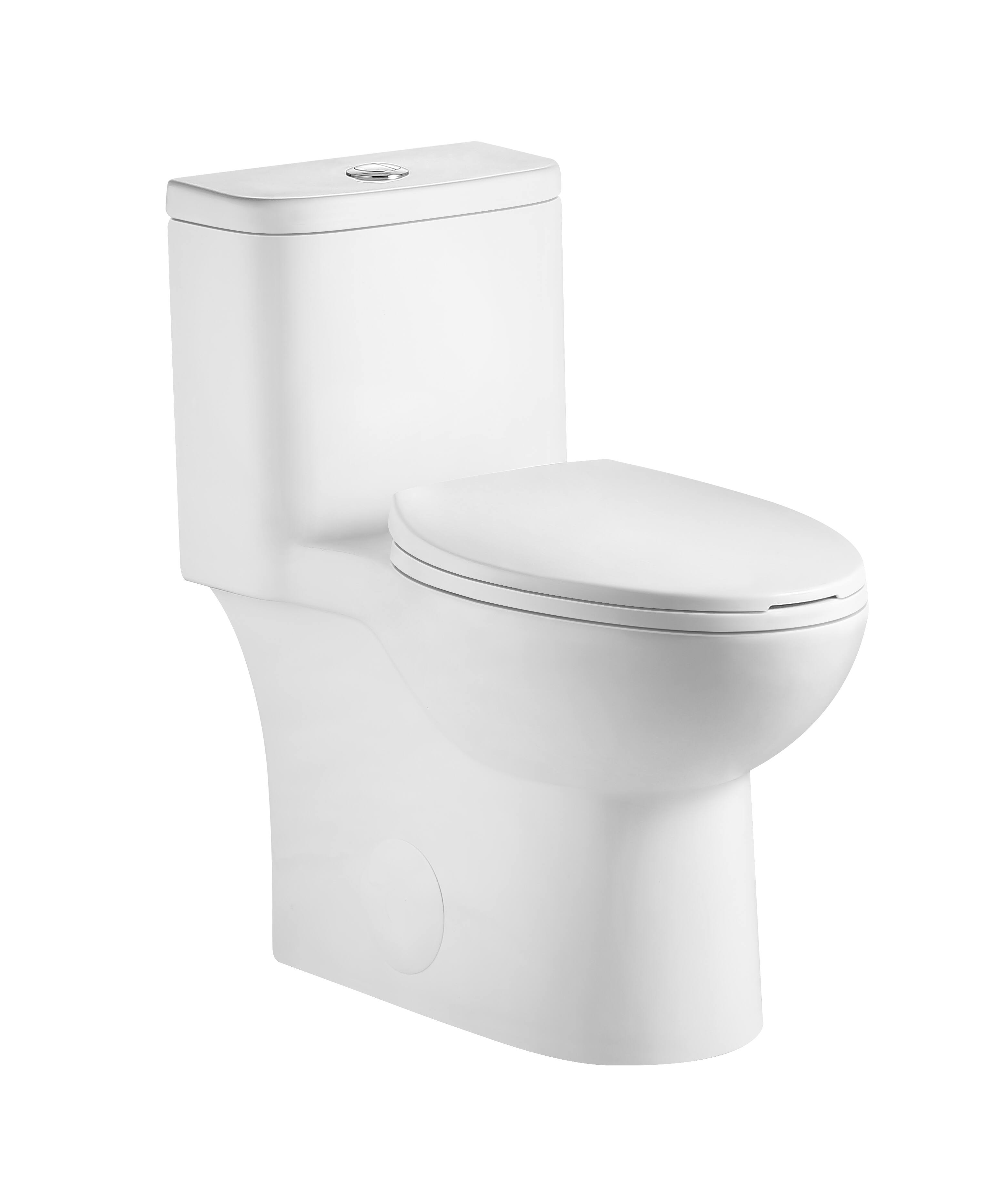 Alt View 3. TinyHomie - White Ceramic One Piece Toilet Elongated Bowl with Soft Close Seat and Quick Release Design 25I807G - White.