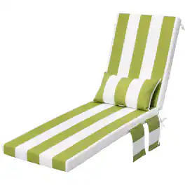Crestlive Products - Outdoor Lounge Chair Cushions Patio Chaise Lounge Chair Seat Cushion with Pillow - Green white
