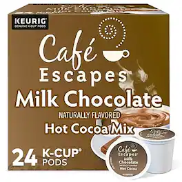 Cafe Escapes - Milk Chocolate Hot Cocoa, Keurig® K-Cup® Pods, 24/Box (6801)