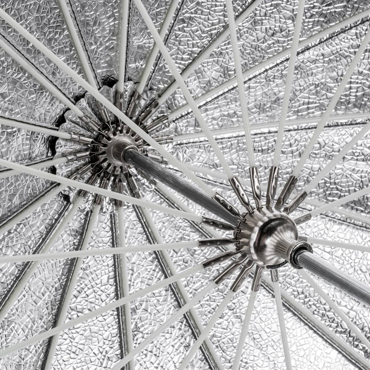 Alt View 5. Glow - Glow Easy Lock Medium Deep Beaded Silver Fiberglass Umbrella (33").