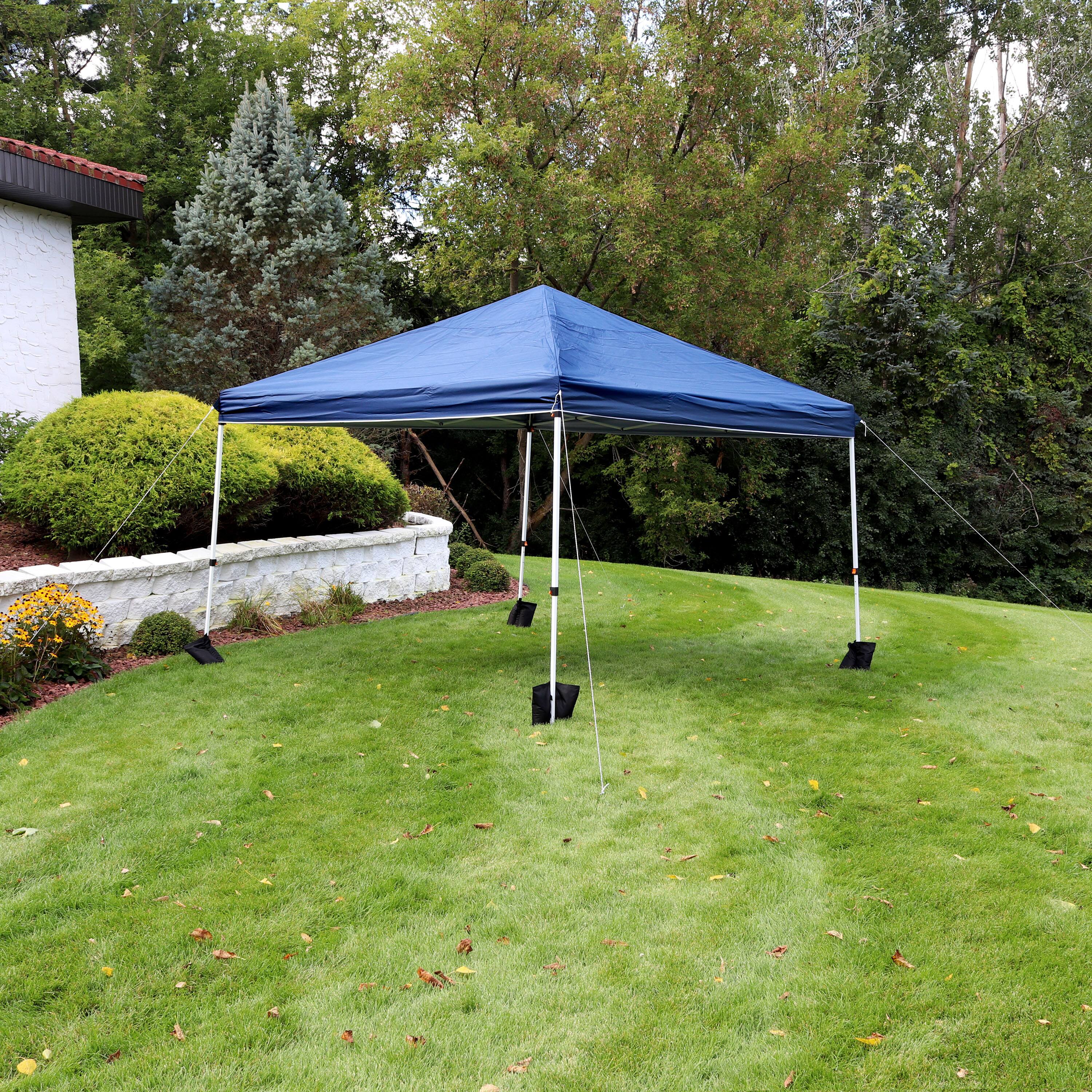 Alt View 3. Sunnydaze - Standard Pop-Up Canopy with Sandbags - 12 ft x 12 ft - Blue.