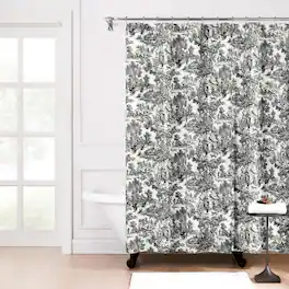 Ellis Curtain - Victoria Park Toile Precise Patterned High Quality Water Proof Bathroom Shower Curtain - 70 x 72" - Black