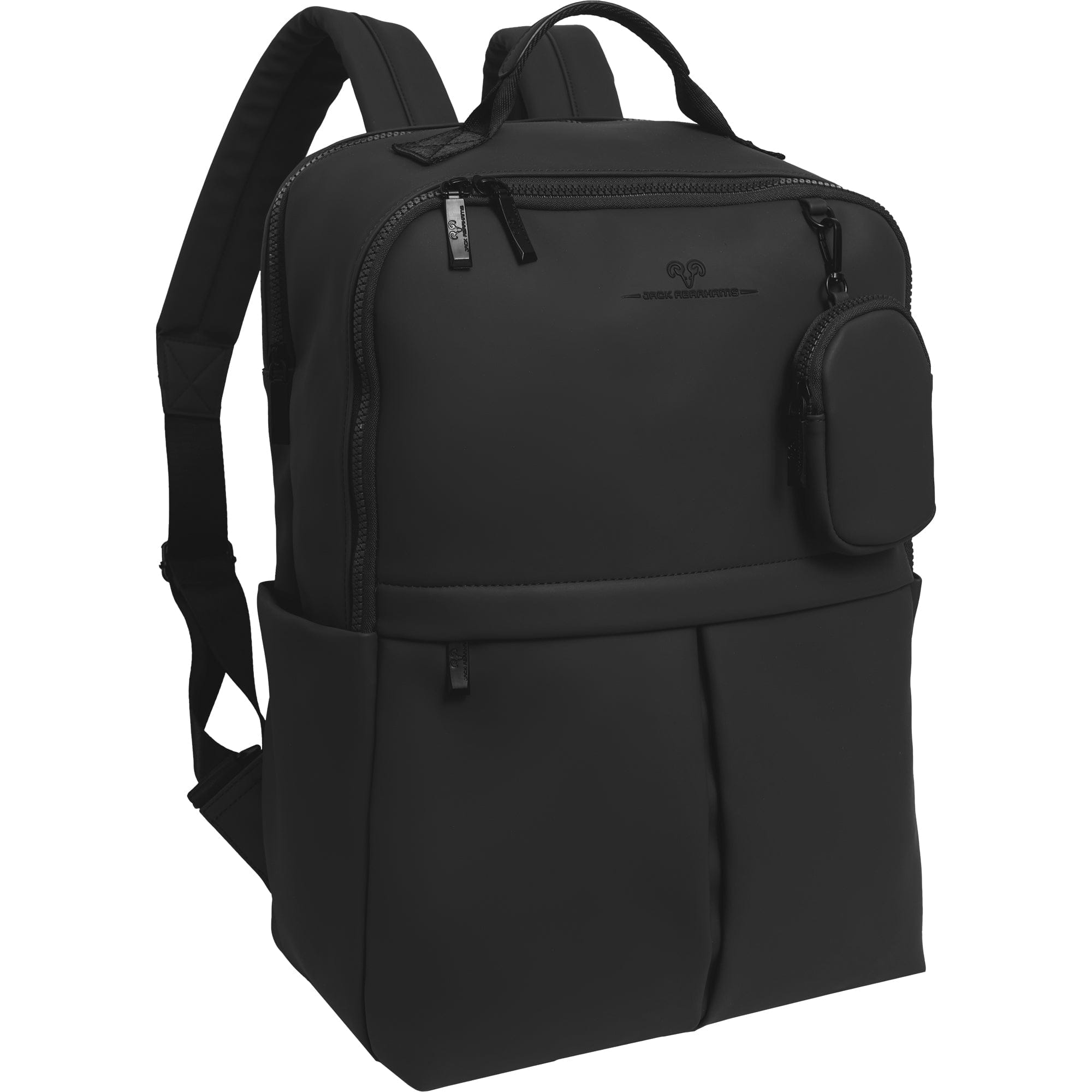 Front. Jack Abrahams - The Cassius 18-Inch Water-Resistant Tarpaulin Backpack for Travel and Daily Use - BLACK.