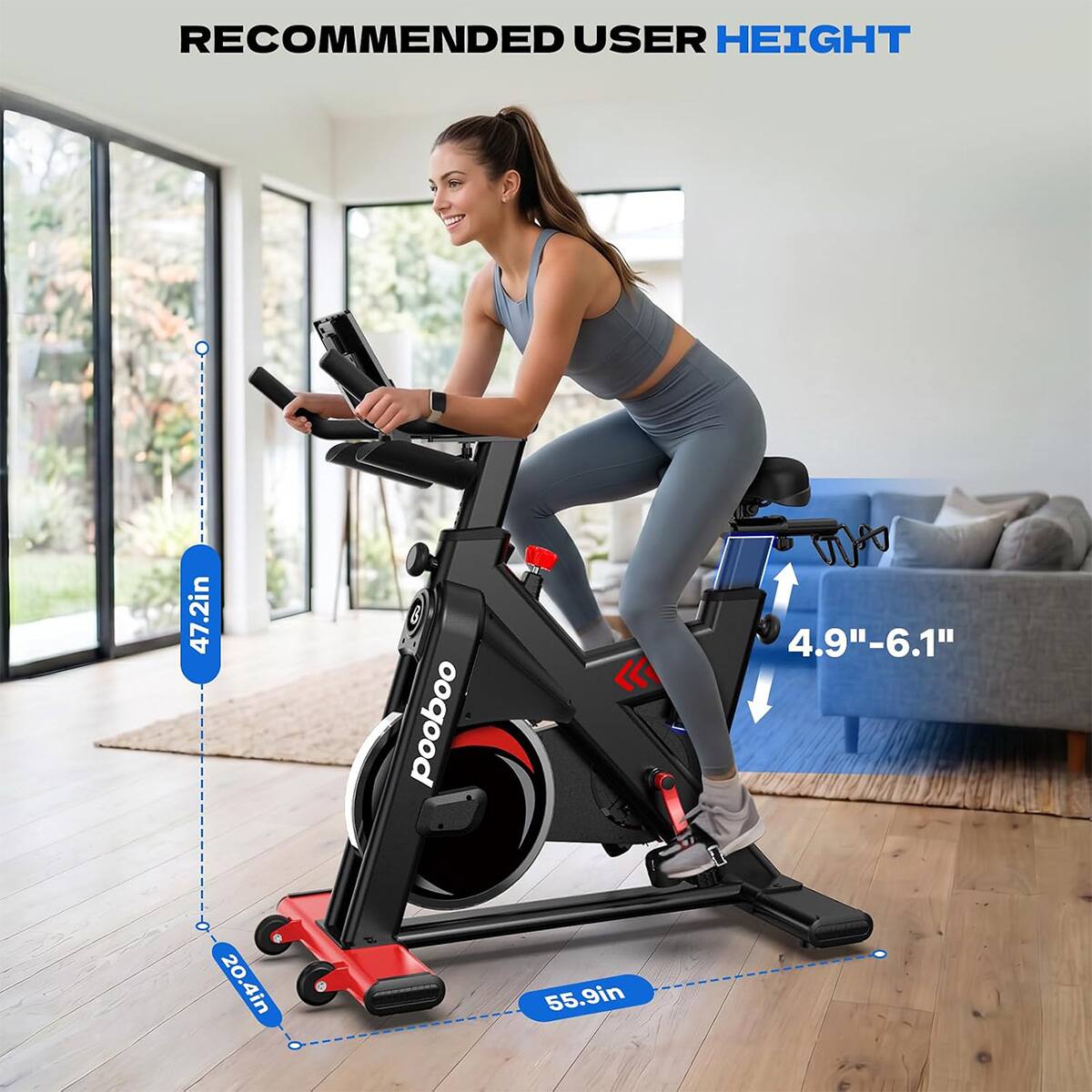 RECOMMENDED USER HEIGHT

47.2in 20.4in
pooboo
55.9in
4.9"-6.1"