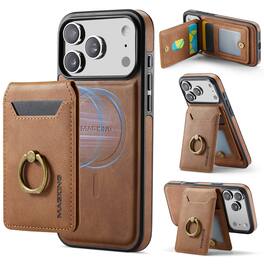 Dteck - for Apple iPhone 17 Pro Max 2-in-1 Magnetic Detachable Wallet Case with RFID Blocking,PU Leather Shockproof Folio Cover - Brown