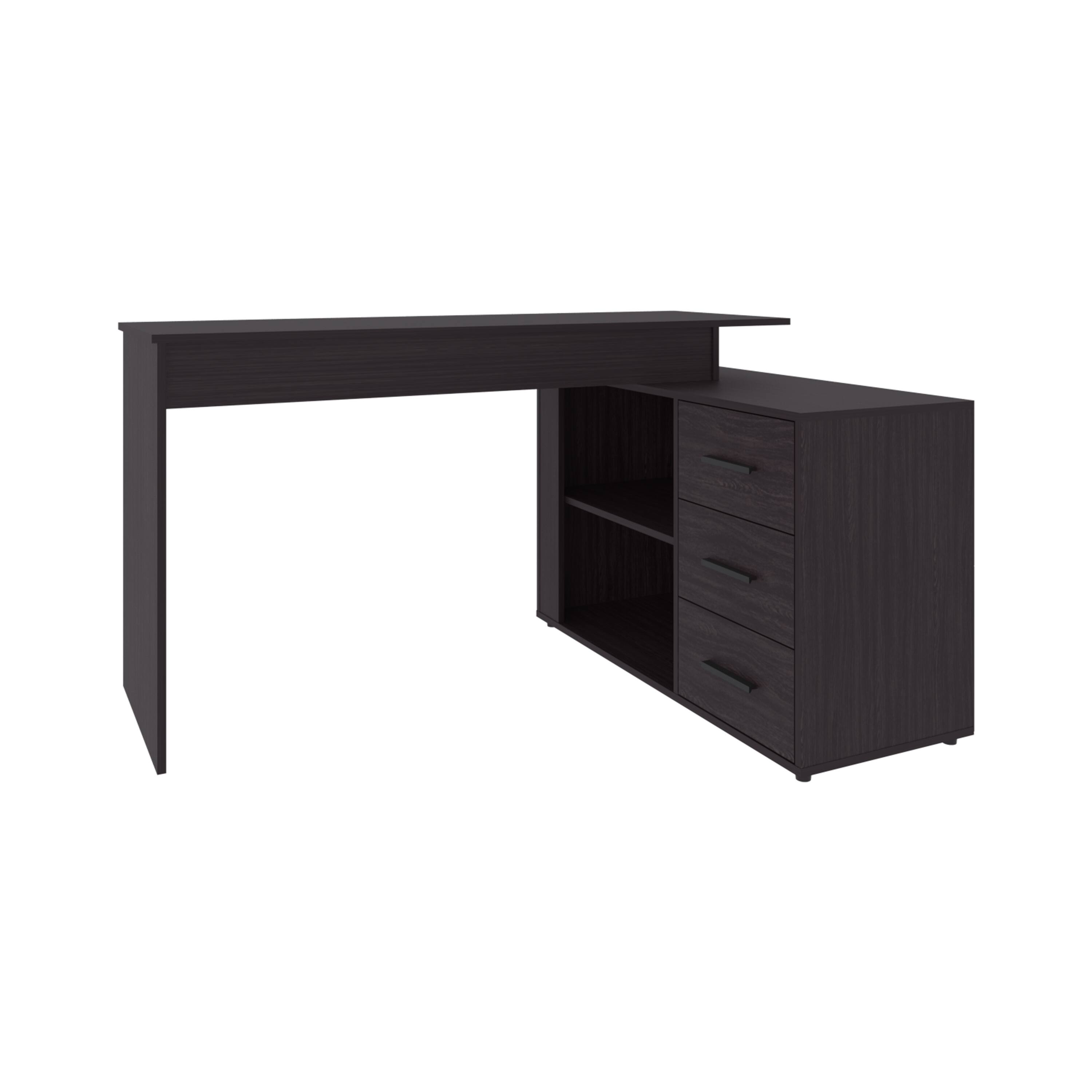 Angle. TinyHomie - Upton LShape Home Office Desk Studio Bedroom Library Study Table Work Black - Black.
