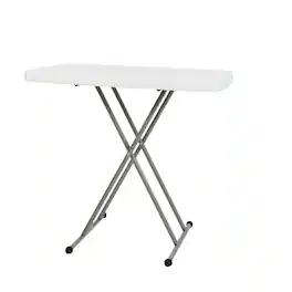 Alamont Home - Indoor/Outdoor Plastic Folding Table, Adjustable Height Commercial Grade Side Table, Laptop Table, TV Tray - Granite White