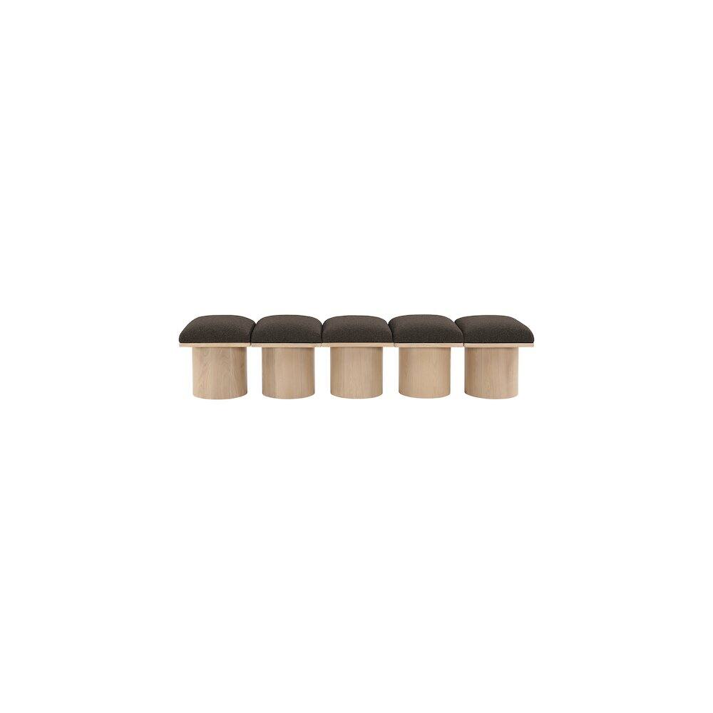 Alt View 1. Meridian Furniture - Pavilion Brown Boucle Fabric Bench - Brown.