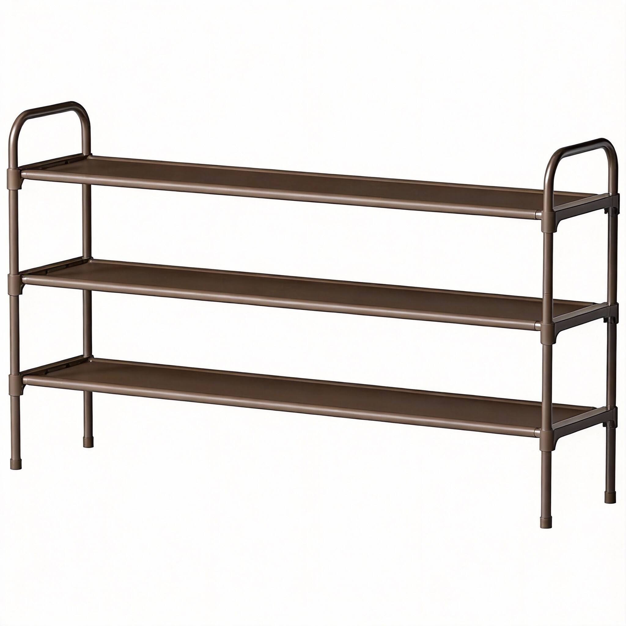 Front. CovertSafe - Extra-long Stackable Detachable 3-Tier Shoe Rack Organizer - Brown 39.0"W 3Tiers.