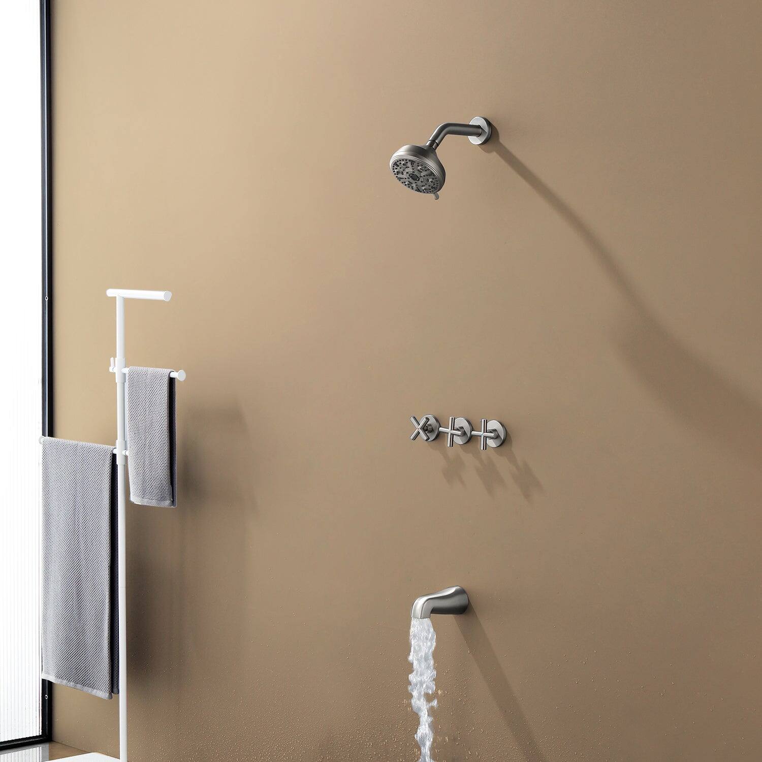 Alt View 2. Boyel Living - Brushed Nickel Shower Set with Seven Function Dual Shower Heads and cUPC Pressure Balance Valve - Brushed Nickel.