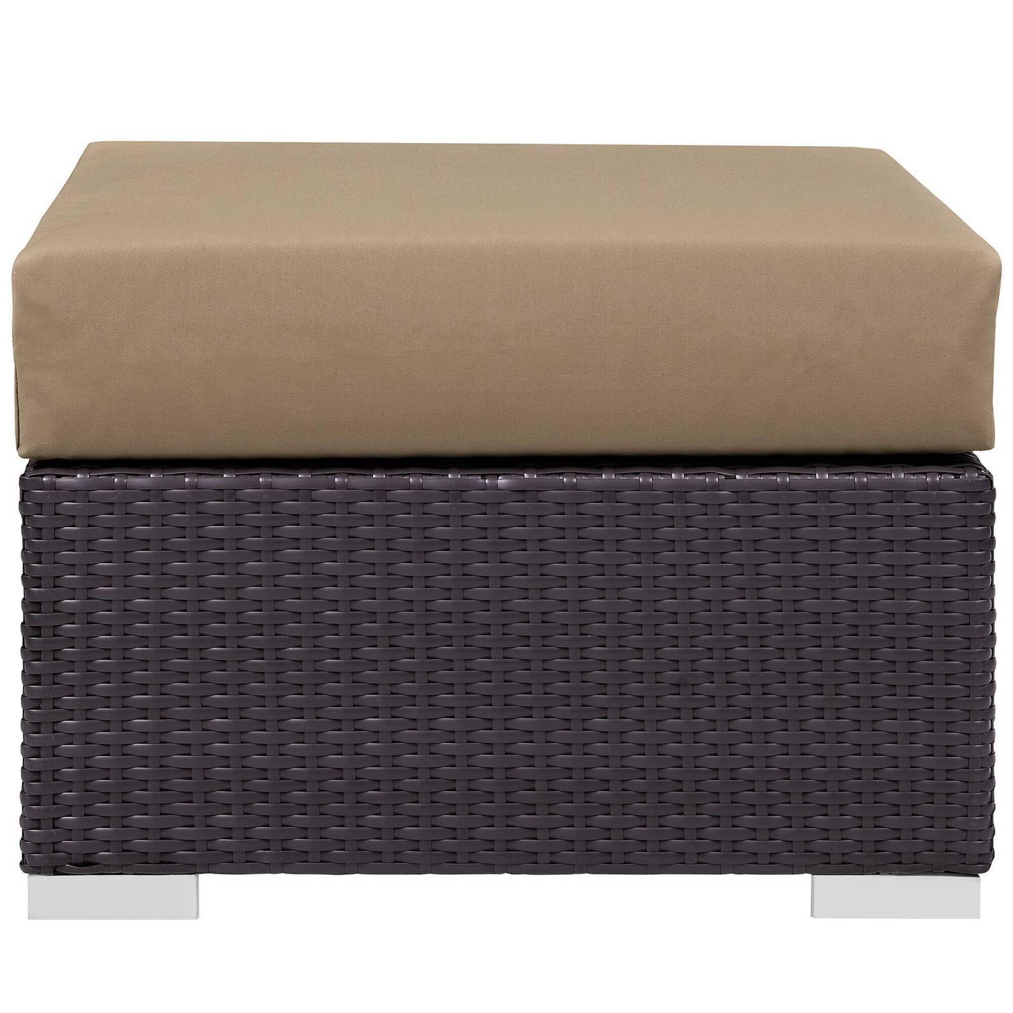 Left. Modway - Convene Outdoor Patio Fabric Square Ottoman by Modway - Espresso Mocha.