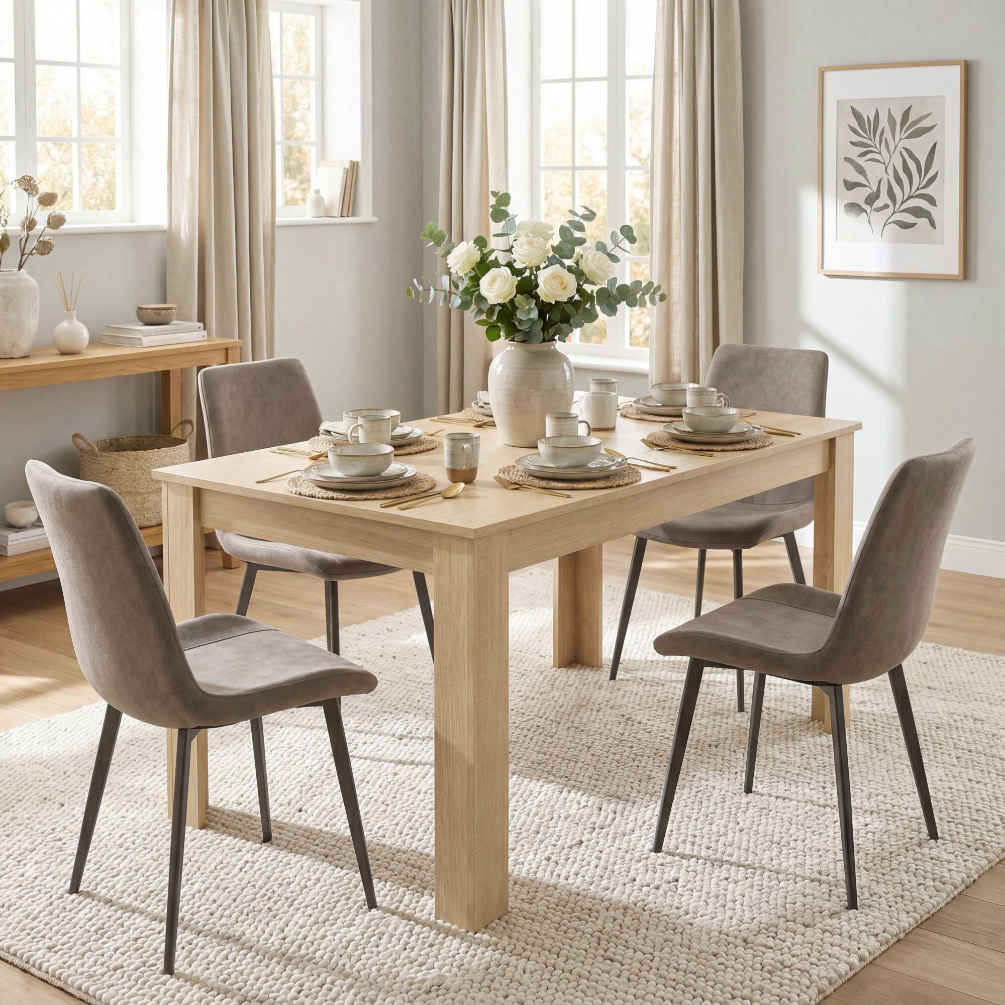 Alt View 8. Costway - Costway 63" Dining Table Rectangular Modern Kitchen Table For 6 People Home Furniture - Oak.
