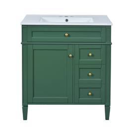 Boyel Living - 30 Inch Bathroom Vanity with Sink Two Drawers Tip Out Drawer One Door - Green