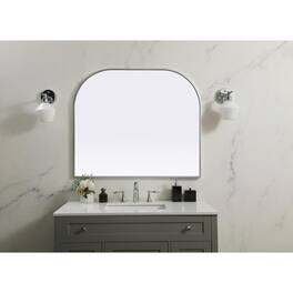 Elegant Decor - Metal Frame Arch Mirror 40x34 Inch - Silver