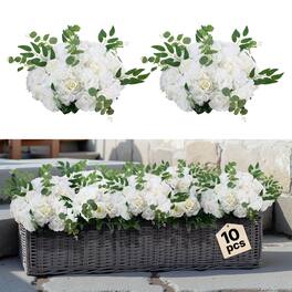 VEVOR - 17.7-Inch Flower Balls Arrangement Bouquet 10 PCS,Diameter Artificial Flower Balls Wedding Roses Centerpieces - White