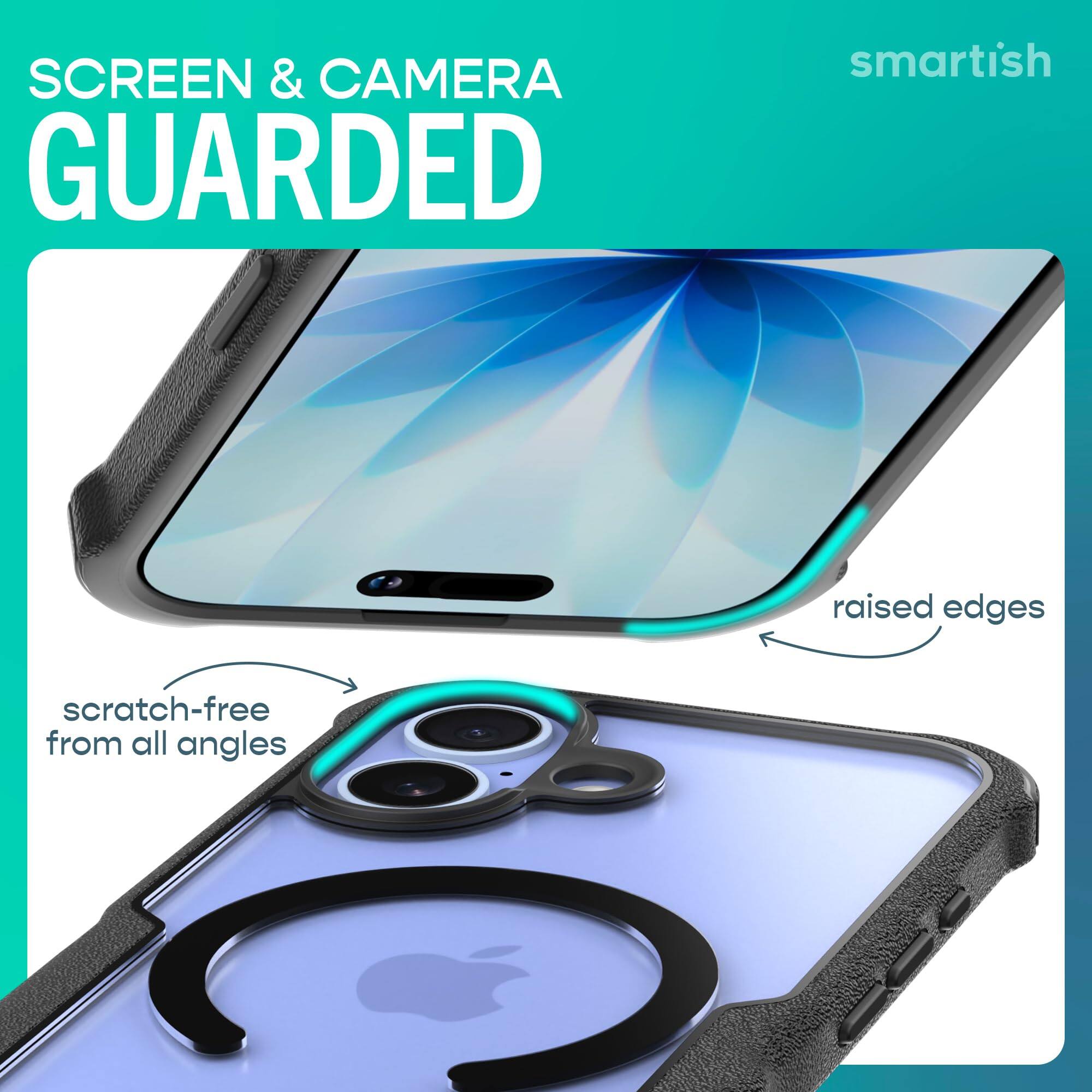 SCREEN & CAMERA GUARDED  
smartish  
raised edges  
scratch-free from all angles