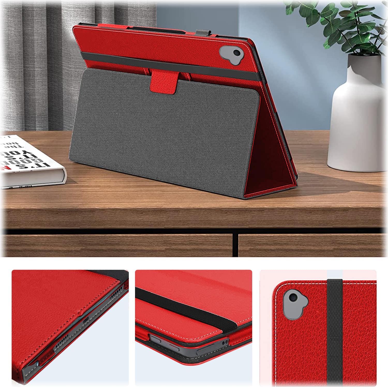 Alt View 15. SaharaCase - Bi-Fold Folio Case for Apple iPad 10.2 (8th Generation 2020 and 9th Generation 2021) - Red.