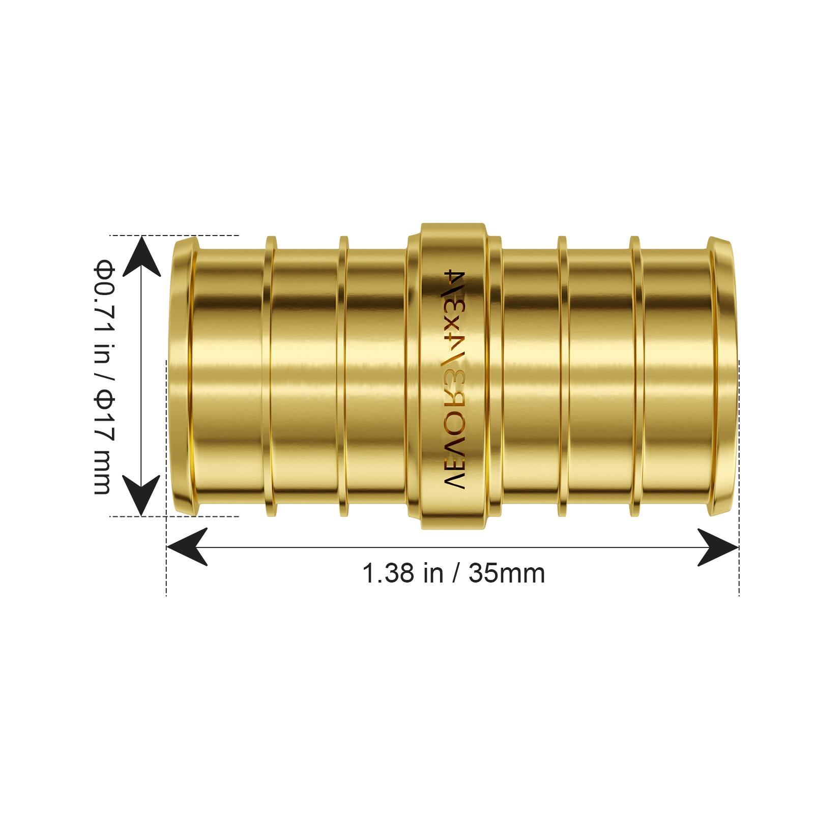 0.71 in / 17 mm  
3/4 x 3/4  
1.38 in / 35 mm