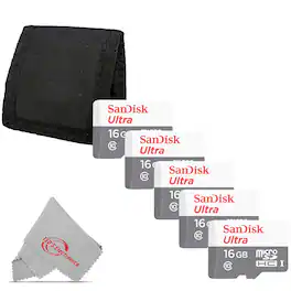 SanDisk Professional - 5x SanDisk 16GB Ultra UHS-I microSDHC Memory Card with SD Adapter and Card Wallet