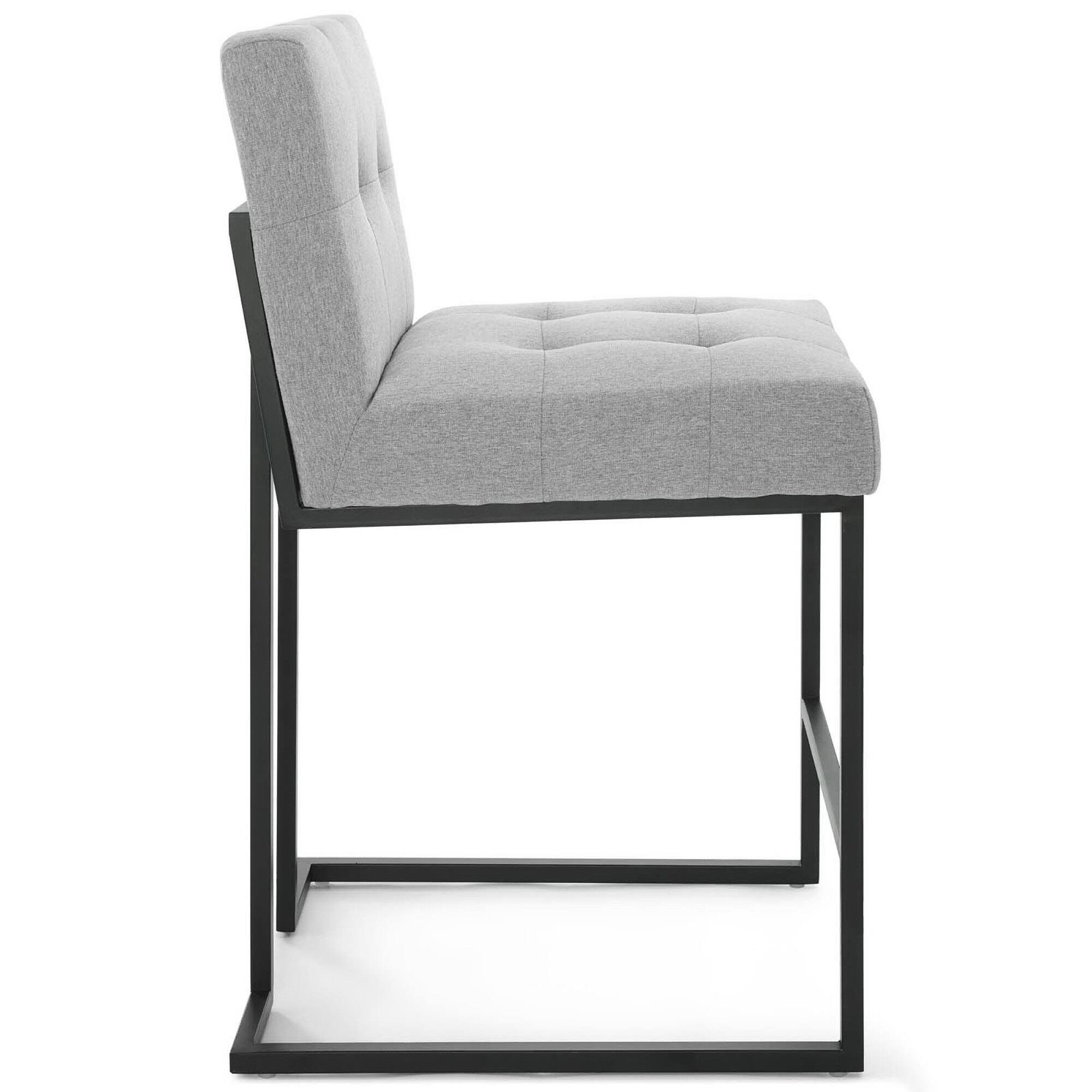 Angle. Modway - Privy Black Stainless Steel Upholstered Fabric Counter Stool by Modway - Gray.