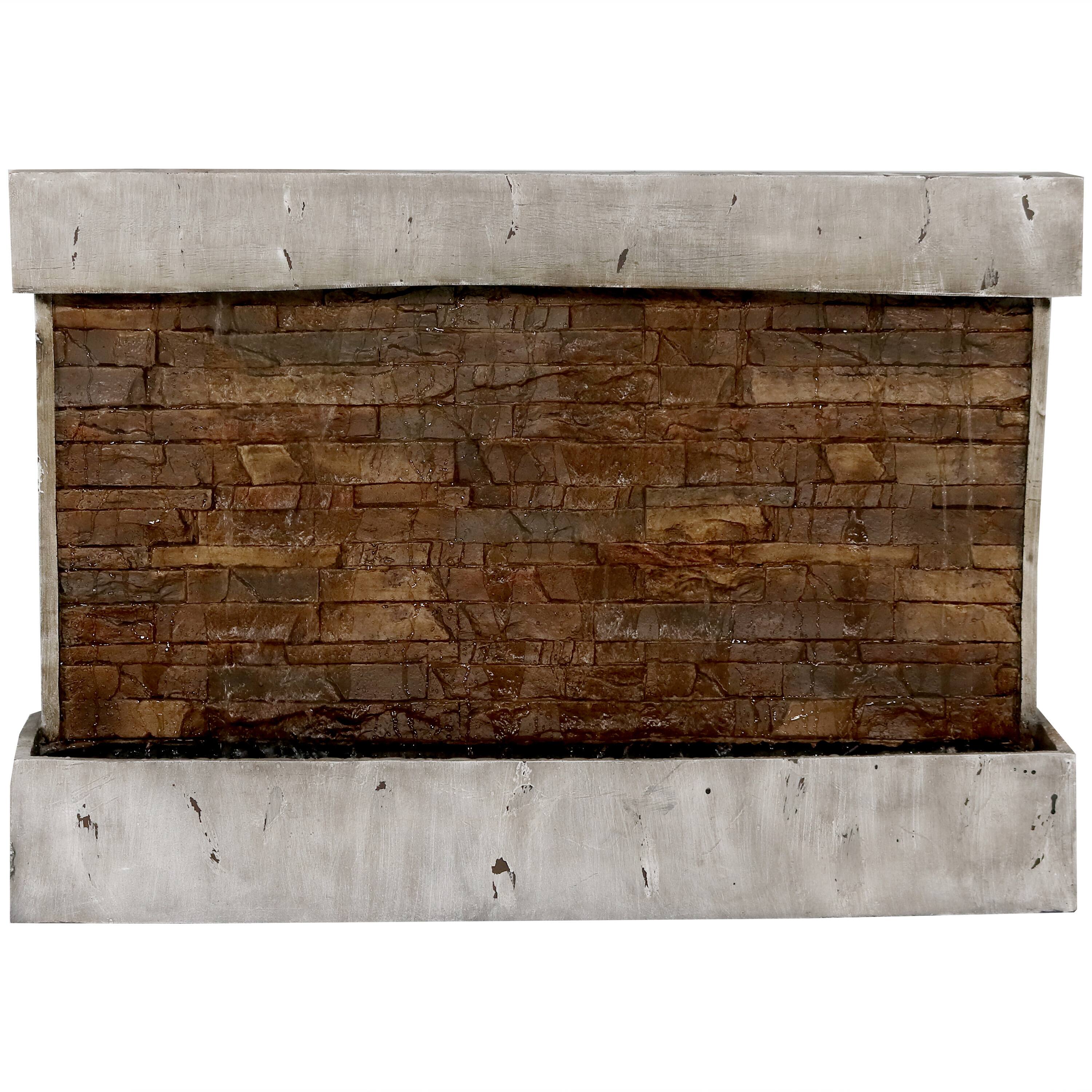 Alt View 4. Sunnydaze - Ancient Polyresin Outdoor Wall Water Fountain - Brown.