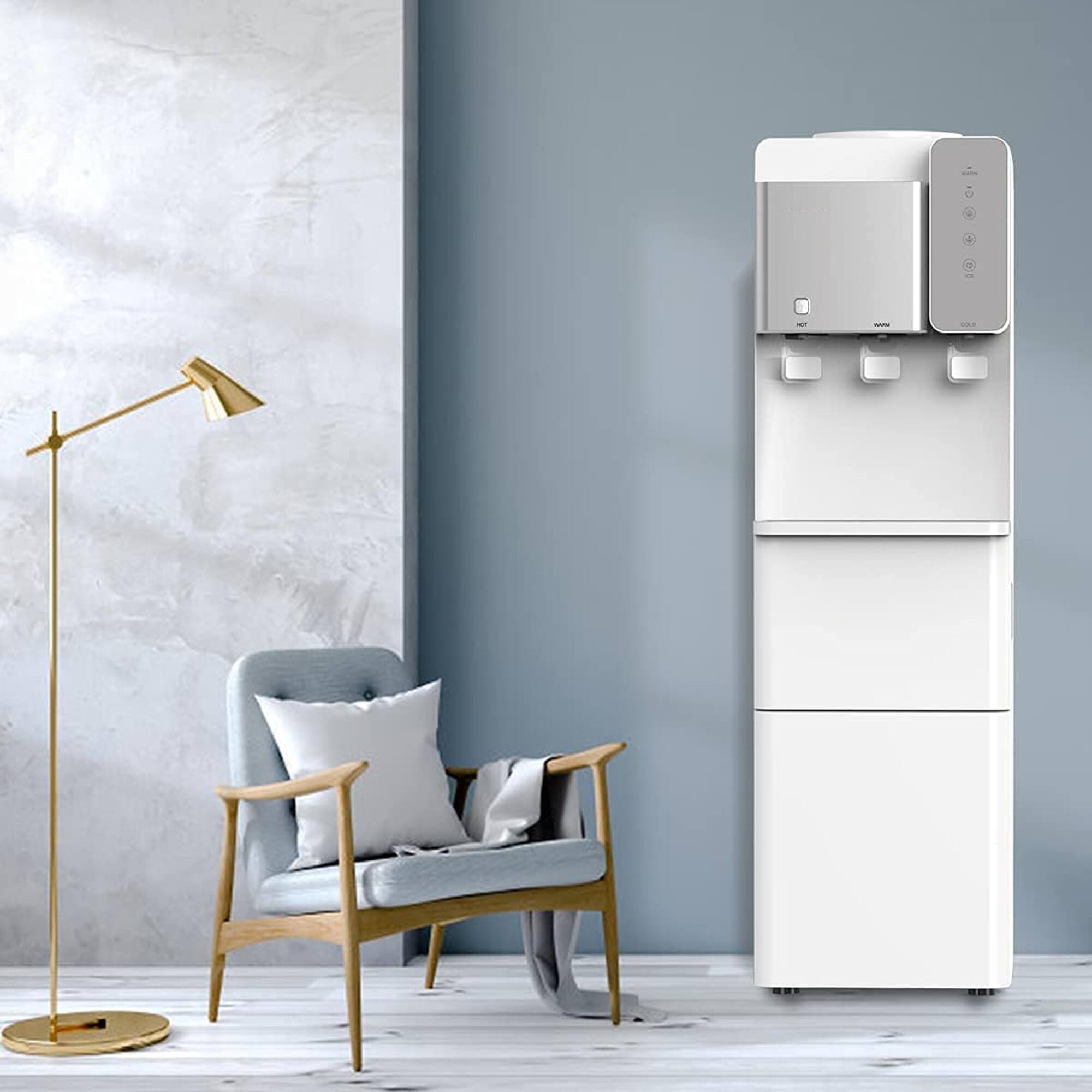 Alt View 4. Parrot Uncle - 2-in-1 Top Loading White 27lbs/24h Water Dispenser Cooler with Built-in Ice Maker - White.