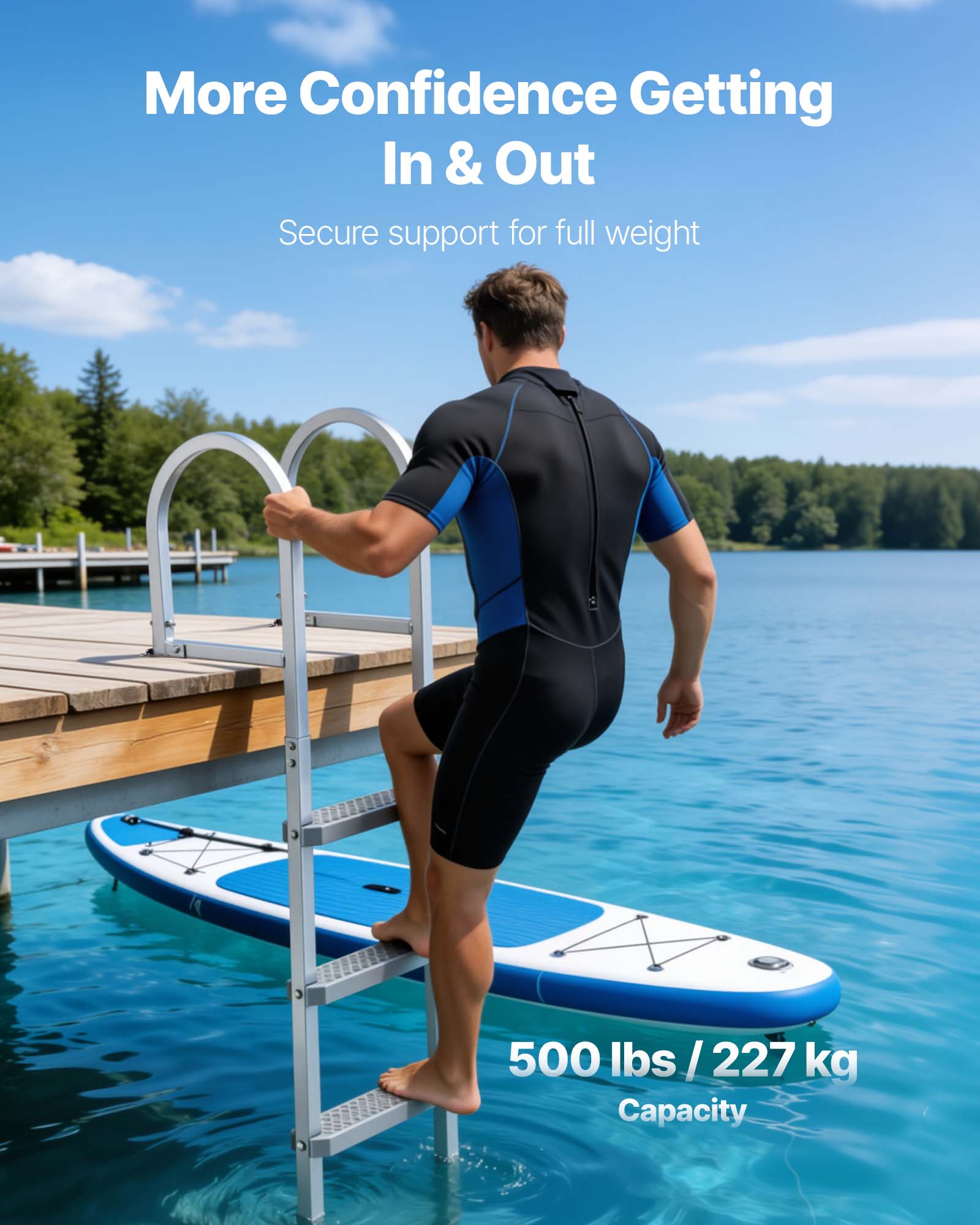 More Confidence Getting In & Out  
Secure support for full weight  
500 lbs / 227 kg Capacity