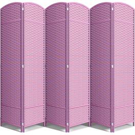 Sorbus - 6 Panel Room Divider 6 ft. Tall - Privacy Screen, Extra Wide Double Hinged Panels, Mesh Hand-Woven Design - Pink Purple
