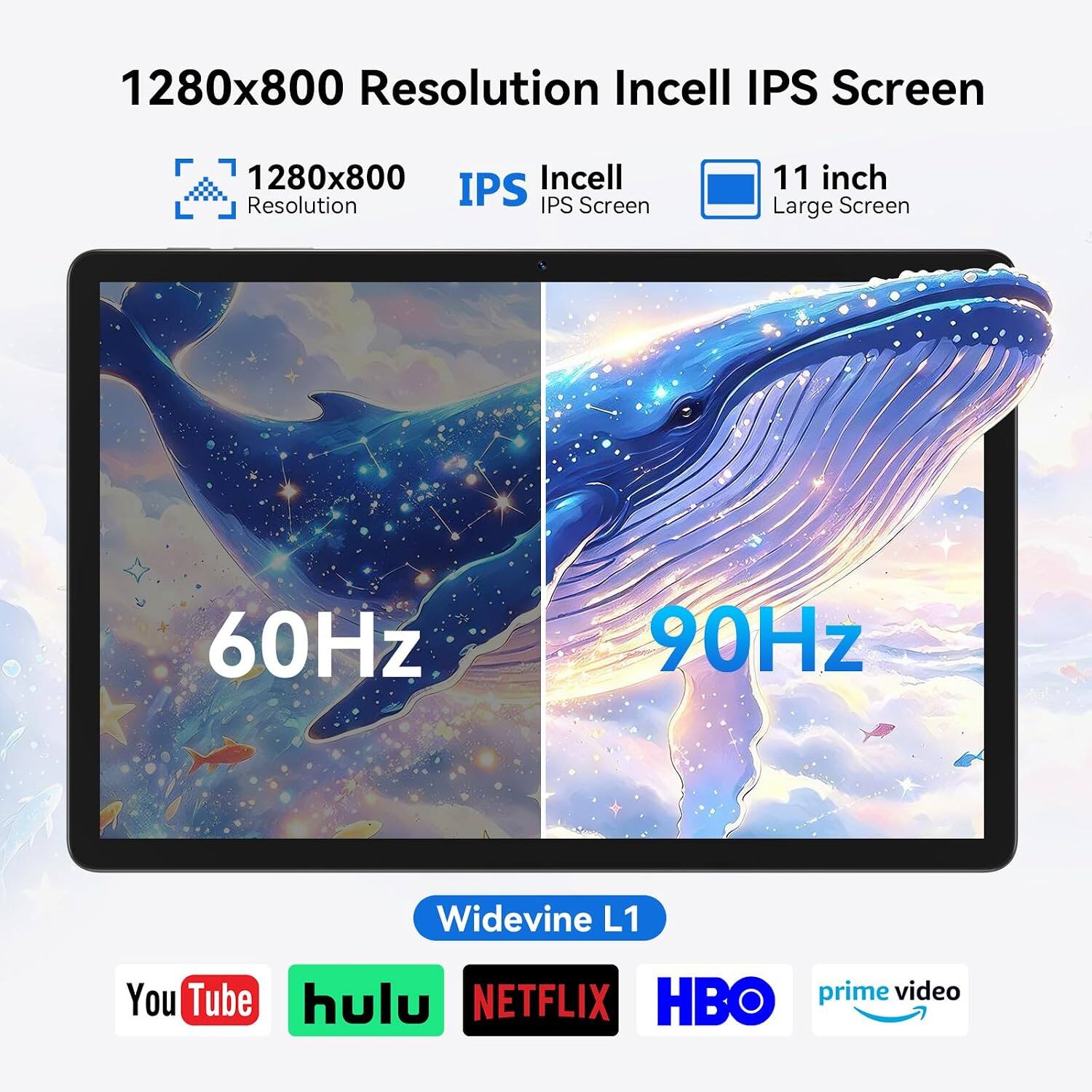 MEIZE Android 16 Tablet 11 inch, 128GB + 36GB + 1TB Expand, 90Hz IPS ...