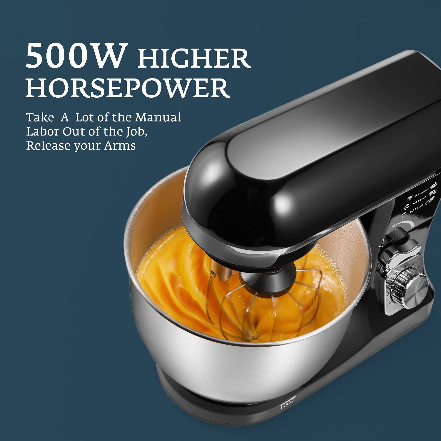 500W HIGHER HORSEPOWER  
Take A Lot of the Manual Labor Out of the Job, Release your Arms