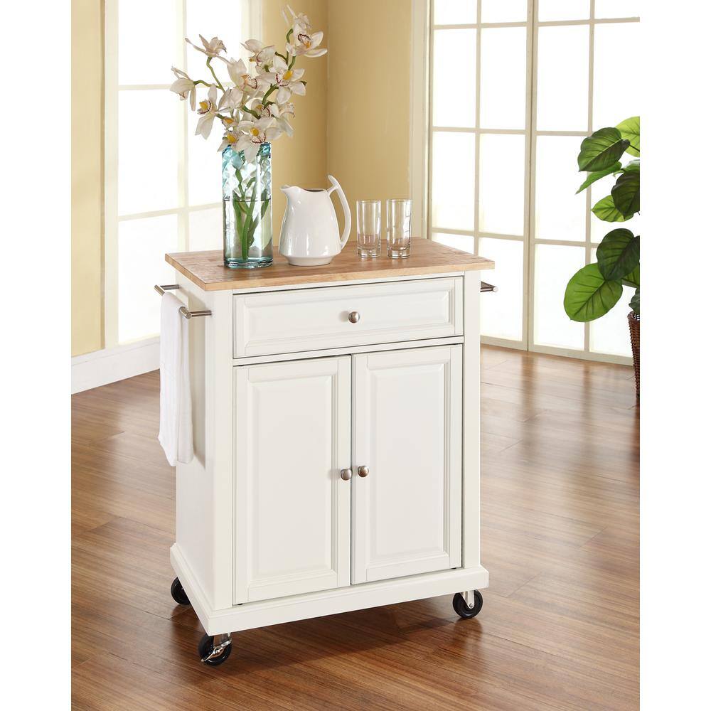 Left. Crosley Furniture - Compact Wood Top Kitchen Cart - White.