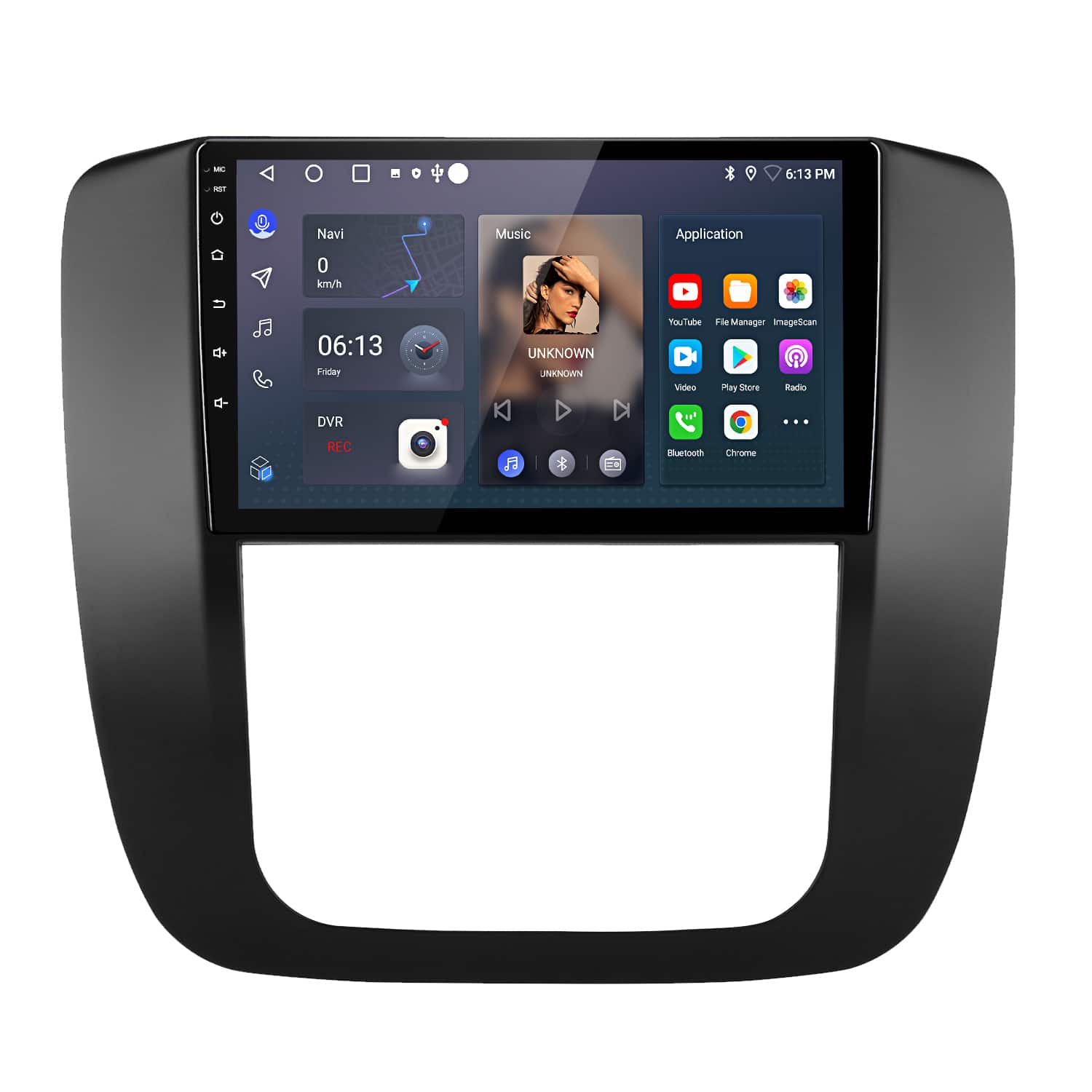 Junsun - 9" 2+64GB Android 15 carplay For GMC Yukon Chevy Tahoe Suburban 2007-2013 Car Stereo Radio GPS Navi WIFI Bluetooth FM - Black