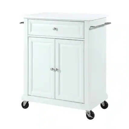 Front. Crosley Furniture - Compact Stone Top Kitchen Cart - White.