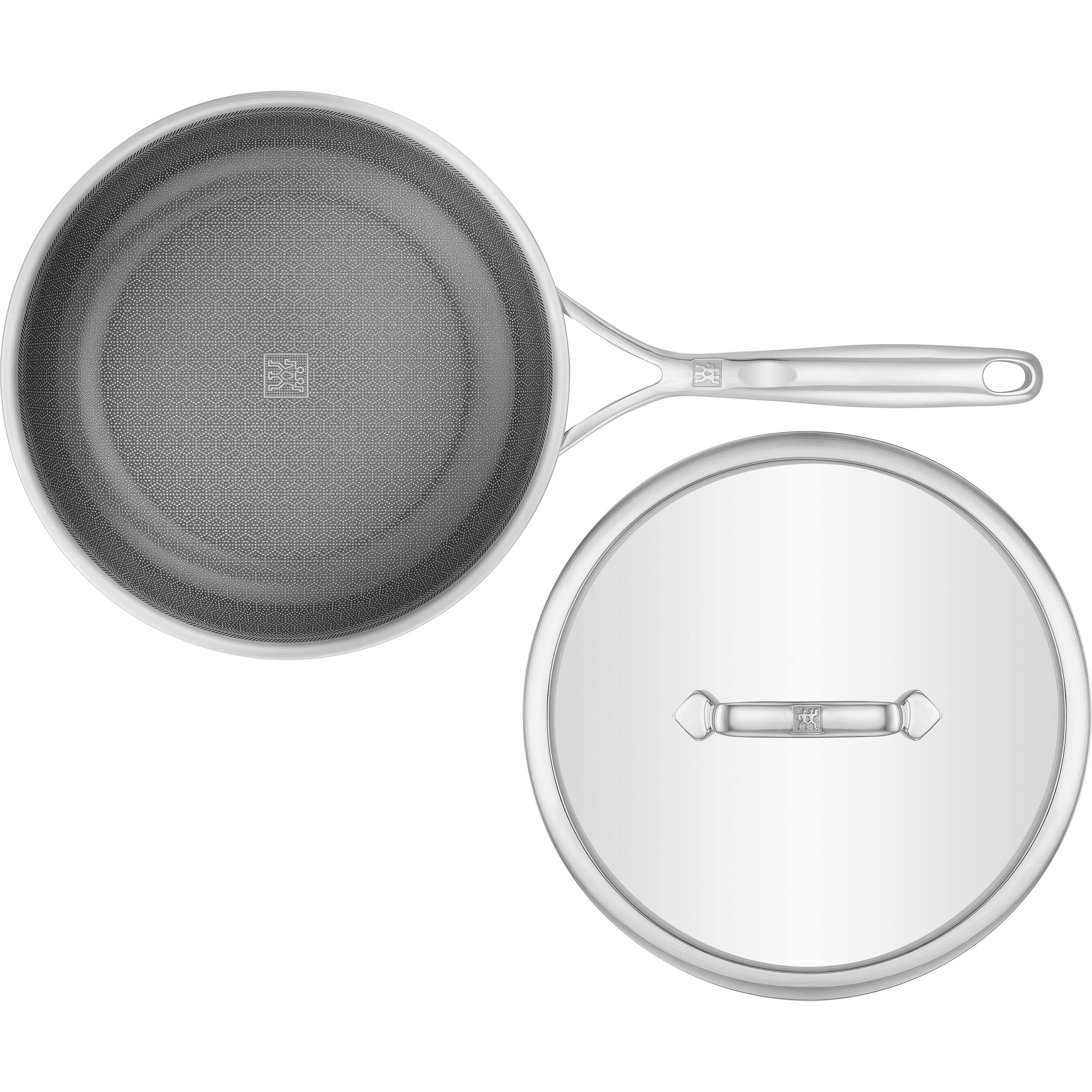 Alt View 1. ZWILLING - ZWILLING Peak 10-inch Stainless Steel Ceramic Nonstick Dual Performance Fry Pan with Lid - Stainless Steel.